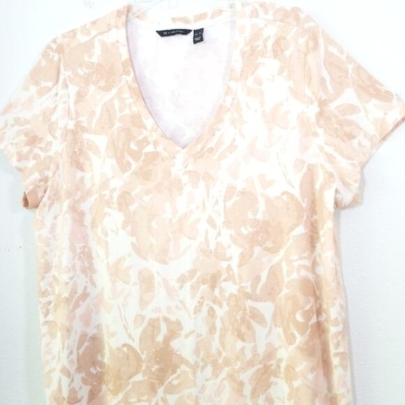 NWOT Halston soft marbled V-neck tee T-shirt XL - Picture 2 of 7
